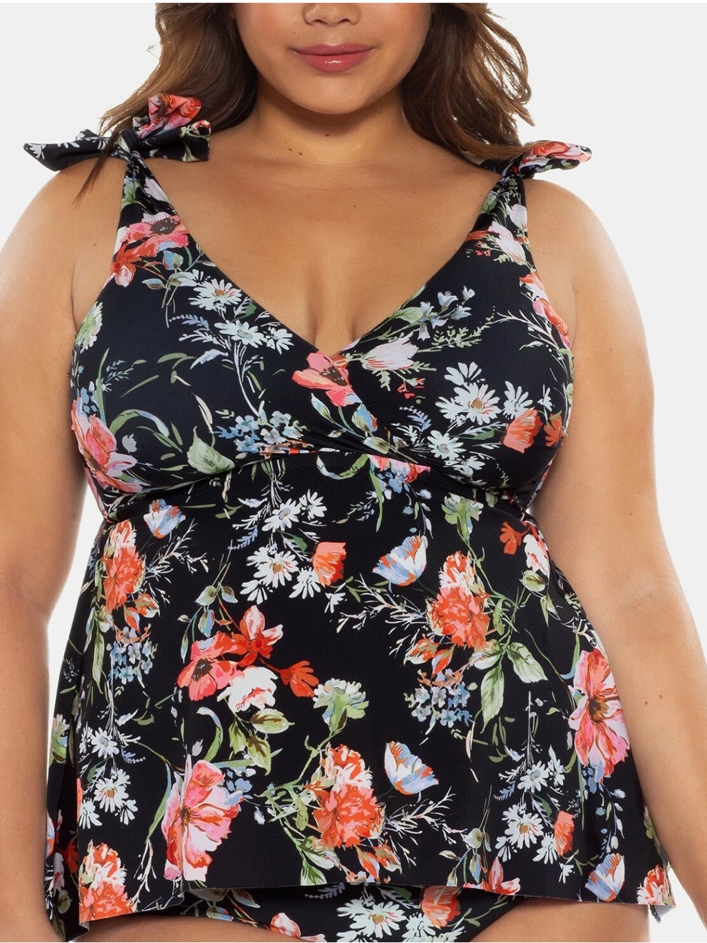 Becca Etc Plus Size French Valley Tankini Top, Size 0x(14-16)